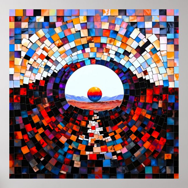 Abstrakter Mosaikblick der Stille Poster (Framsidan)