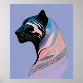 Abstrakter Panther Kopf in Pastellharmonie Poster