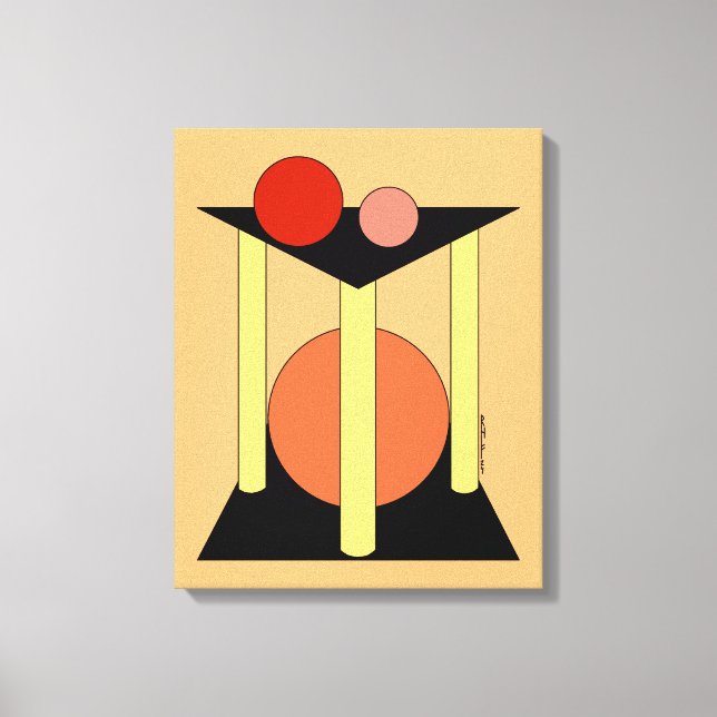 Abstrakter, plattformar, pelare och cirklar canvastryck (Framsida)