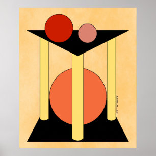 Abstrakter, plattformar, pelare och cirklar poster