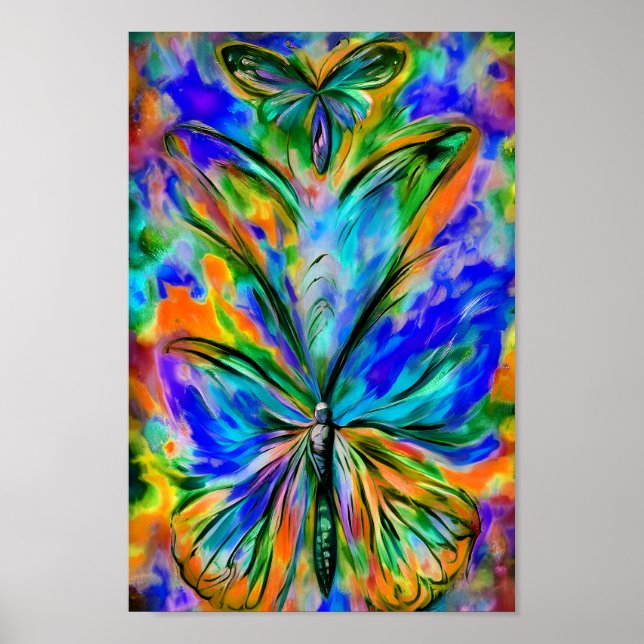 Abstrakter Schmetterling nr 1, Farbvariation 1 Poster (Framsidan)