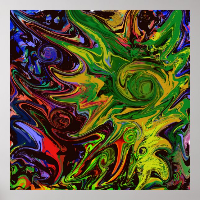 Abstraktes Bild mit dem Titel "Welten entstehen" Poster (Framsidan)