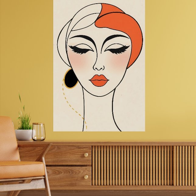 Abstraktes minimalistisches Porträt Poster (Vardagsrum 2)