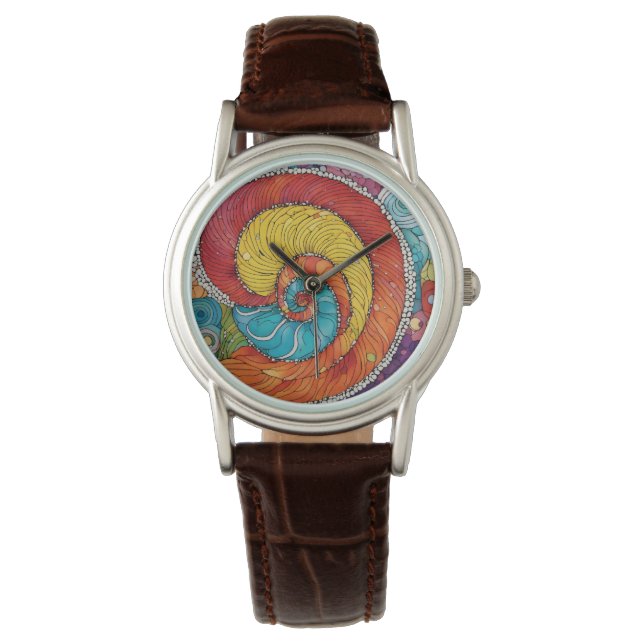 Abstraktes Schnecken Muster, multicolor Armbandsur (Framsida)