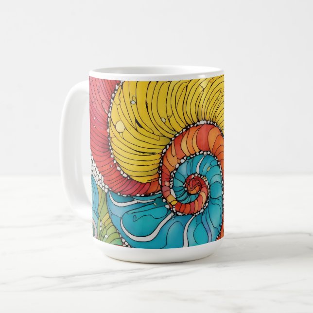 Abstraktes Schnecken Muster, multicolor Kaffemugg (Framsida vänster)