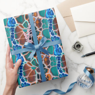 Abstraktion av borstat glas i orange Blue Teal Mos Presentpapper