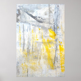 'Abstraktion' Grått och Gult Art Poster Skriv ut