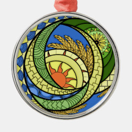 Abstraktion. ukrainskt utdraget Kanvastryck Julgransprydnad Metall