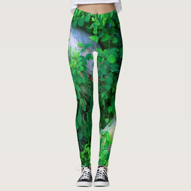 abstraktlövgrönt leggings (Framsida)