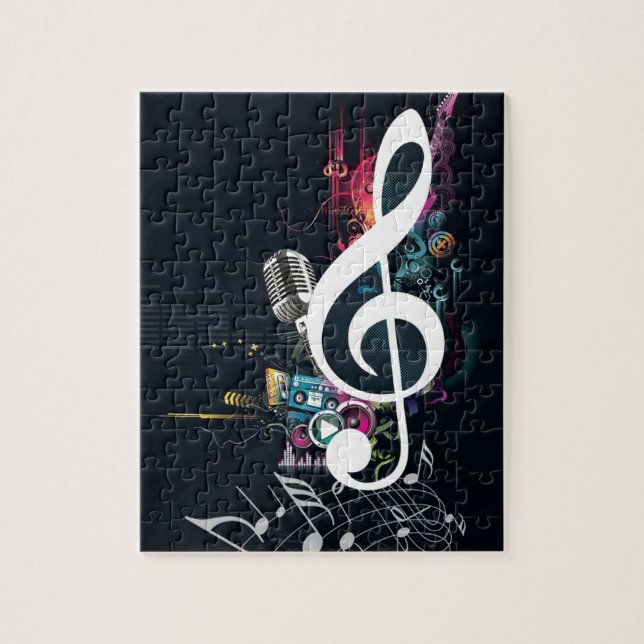 Abstraktskrevan noterar och mikrofonen pussel (Vertikal)