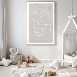 Abstrat Elephant Line Art Poster