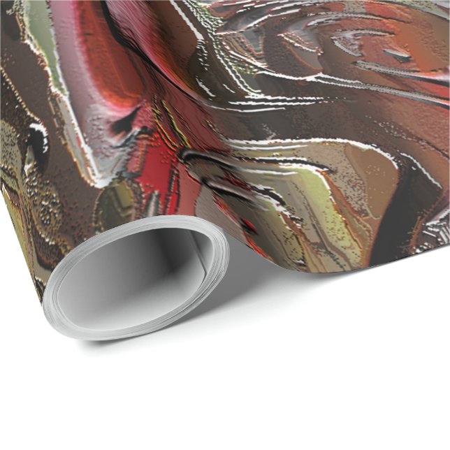Abstrato entalhado em mogno e vermelho escuro presentpapper (Rullad Hörn)