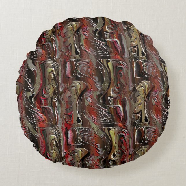 Abstrato entalhado em mogno e vermelho escuro rund kudde (Framsidan)
