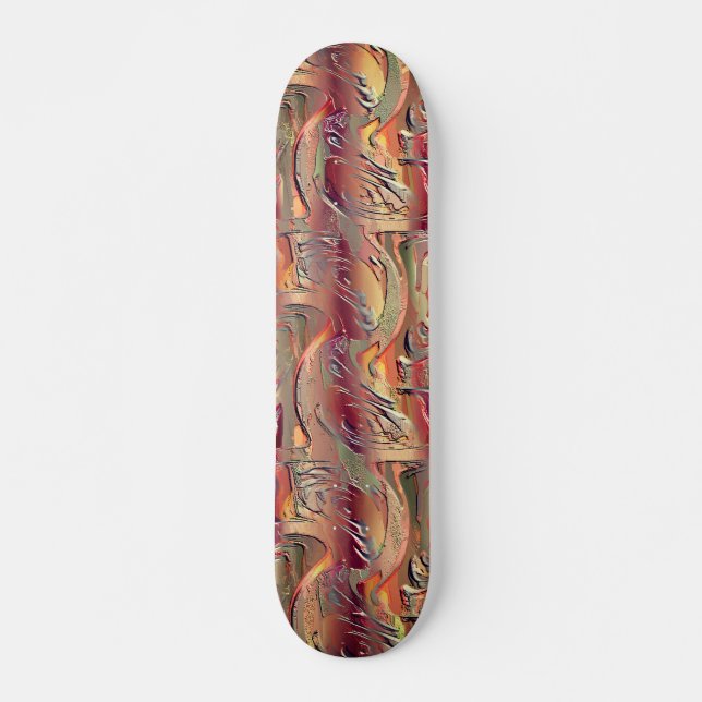 Abstrato entalhado em salmão e vermelho gradiente mini skateboard bräda 18,5 cm (Framsida)