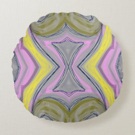 Abstrato Gult Rund Kudde