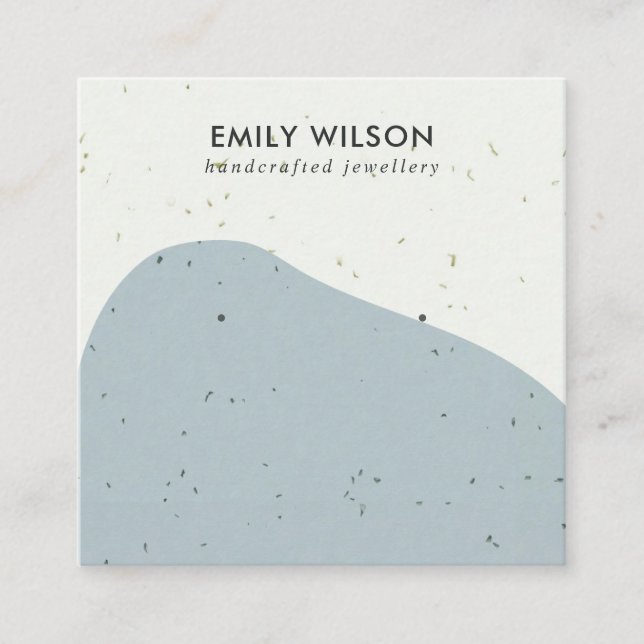 ABSTRCT CERAMIC GRÅTT WAVE STUD EARRING VISNING FYRKANTIGT VISITKORT (Framsida)