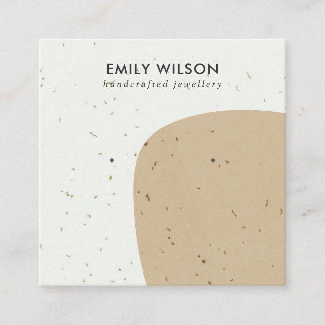 ABSTRCT CERAMIC OCHRE KRAFT STUD EARRING VISNING FYRKANTIGT VISITKORT (Framsida)