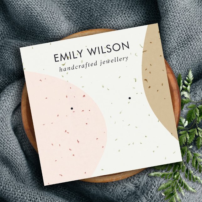 ABSTRCT CERAMIC  OCHRE STUD EARRING VISNING FYRKANTIGT VISITKORT (Skapare uppladdad)