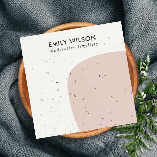 ABSTRCT CERAMIC PEACH ROSA STUD EARRING VISNING FYRKANTIGT VISITKORT (Skapare uppladdad)