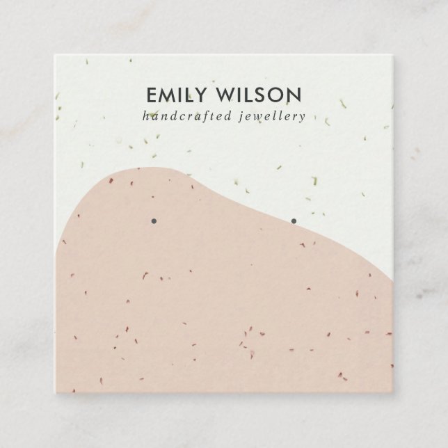 ABSTRCT CERAMIC PEACH WAVE STUD EARRING VISNING FYRKANTIGT VISITKORT (Framsida)