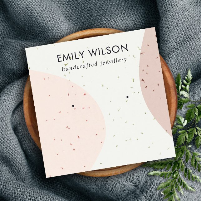 ABSTRCT CERAMIC  ROSA STUD EARRING VISNING FYRKANTIGT VISITKORT (Skapare uppladdad)