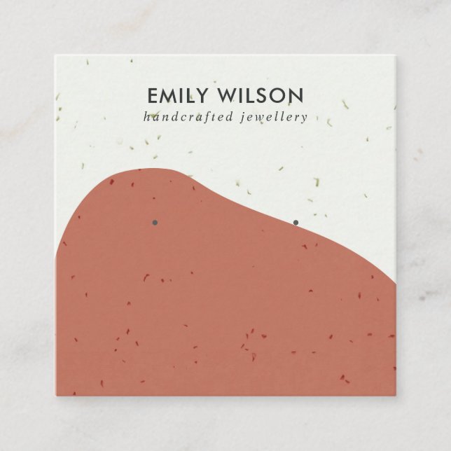 ABSTRCT TERRACOTTA RUST STUD EARRING VISNING FYRKANTIGT VISITKORT (Framsida)