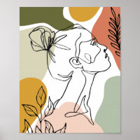 Abtract Womans Ansikte Modern Art Print, Abstrakt