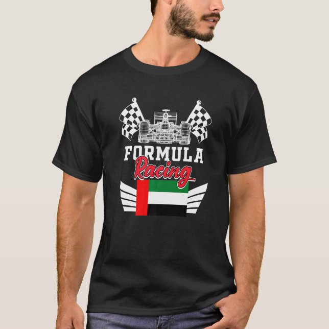 Abu Dhabi Billrace UAE Flagga Formelbilsracing Bl T Shirt (Framsida)