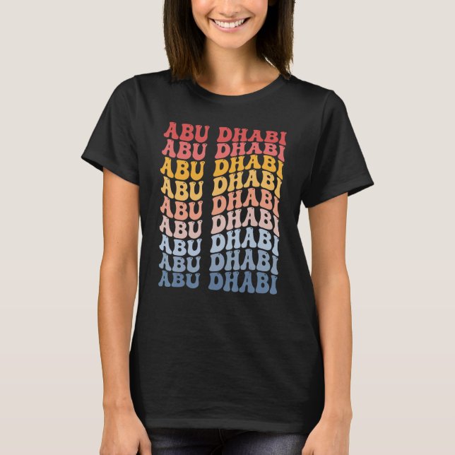 Abu Dhabi City Groovy Retro T Shirt (Framsida)