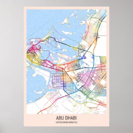 Abu Dhabi Förenade Arabemiraten City Karta Poster