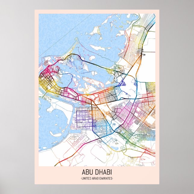 Abu Dhabi Förenade Arabemiraten City Karta Poster (Framsidan)
