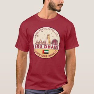 Abu Dhabi Förenade Arabemiraten City Skyline Emble T Shirt