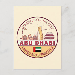 Abu Dhabi Förenade Arabemiraten City Skyline Emble Vykort