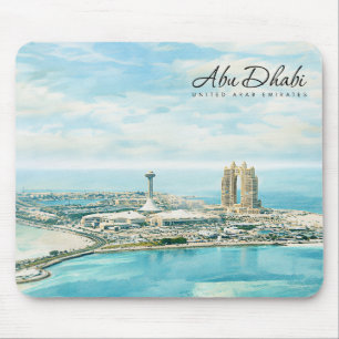 Abu Dhabi Siluett Vattenfärg Resminne Musmatta