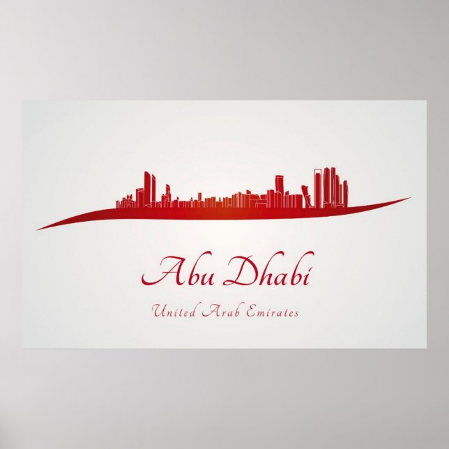 Abu Dhabi skyline in red and gray background Poster (Framsidan)