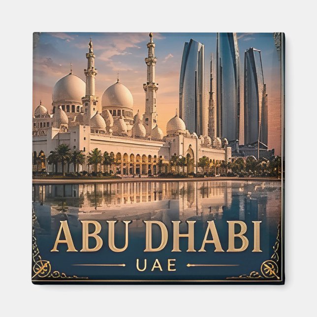 🧲 Abu Dhabi Skyline Semester Minne UAE 🌇 Magnet (Framsidan)