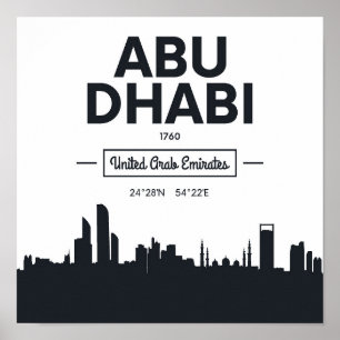 Abu Dhabi   Svartvit stadskoordinater Poster