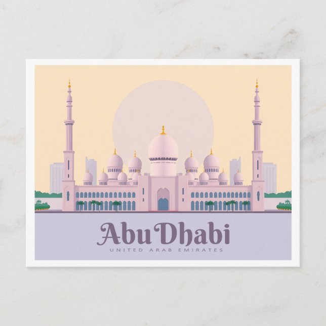 Abu Dhabi UAE Pastel Travel Vykort (Framsida)
