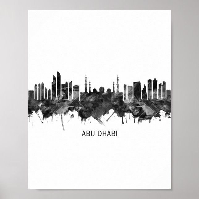Abu Dhabi UAE Skyline BW Poster (Framsidan)