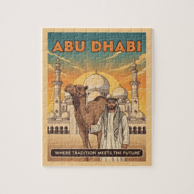 Abu Dhabi Vintage Resepostkort med Kamel Pussel (Vertikal)