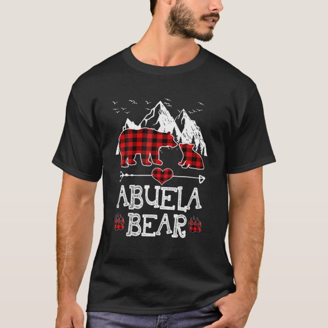 Abuela Bear Pajama Red Buffalo Julafton Funny Fami T Shirt (Framsida)