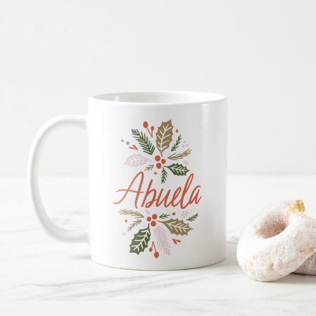 Abuela Bright Holly jul Red Script Kaffemugg (Med munk)