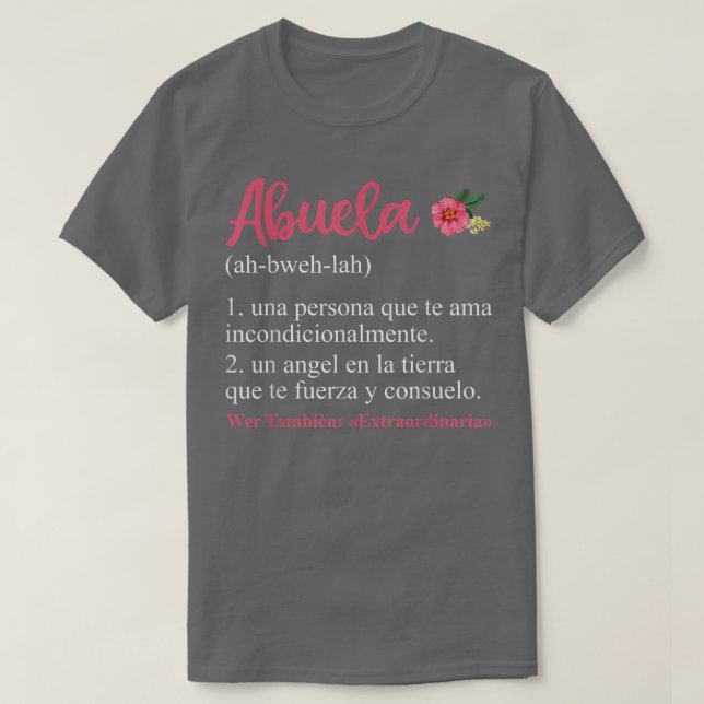Abuela Definition Blommigt Spain Grandma, Mammor T Shirt (Design framsida)