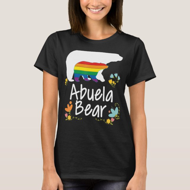 Abuela Lgbt Bear Gay Lesbisk Pride Rainbow Blommig T Shirt (Framsida)