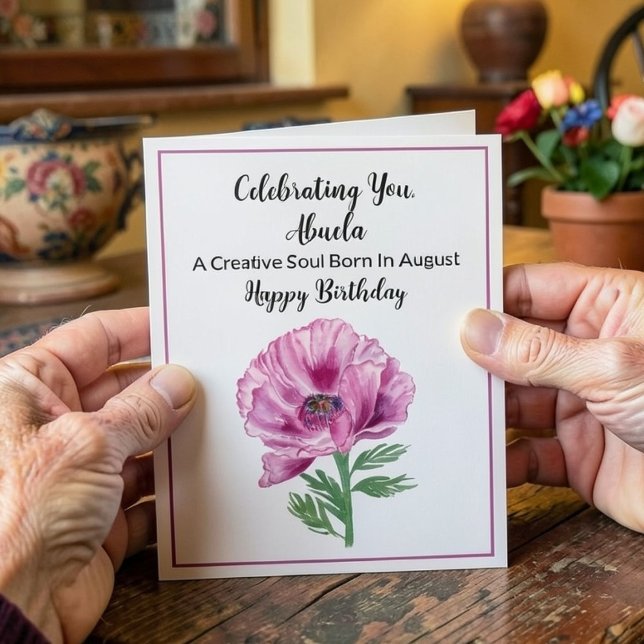 Abuela Lycka till på födelsedagen i augusti Lila V Kort (Skapare uppladdad)