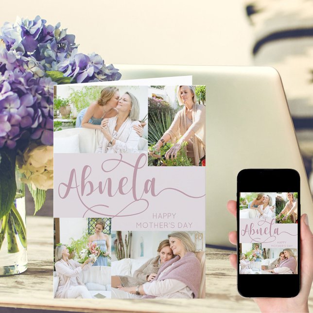 Abuela Mors dag 4 Photo Collage Rosa Helgkort (Skapare uppladdad)