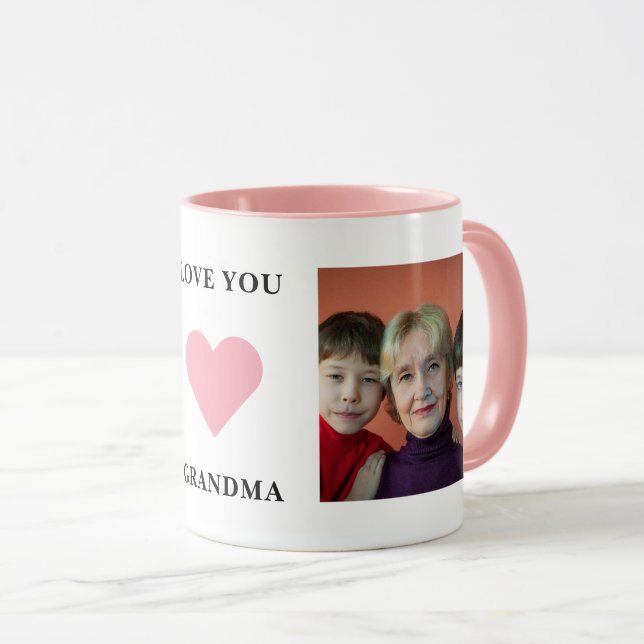 Abuela Nana Nonna Family Photo Kärlek You Grandma Mugg (Framsida höger)