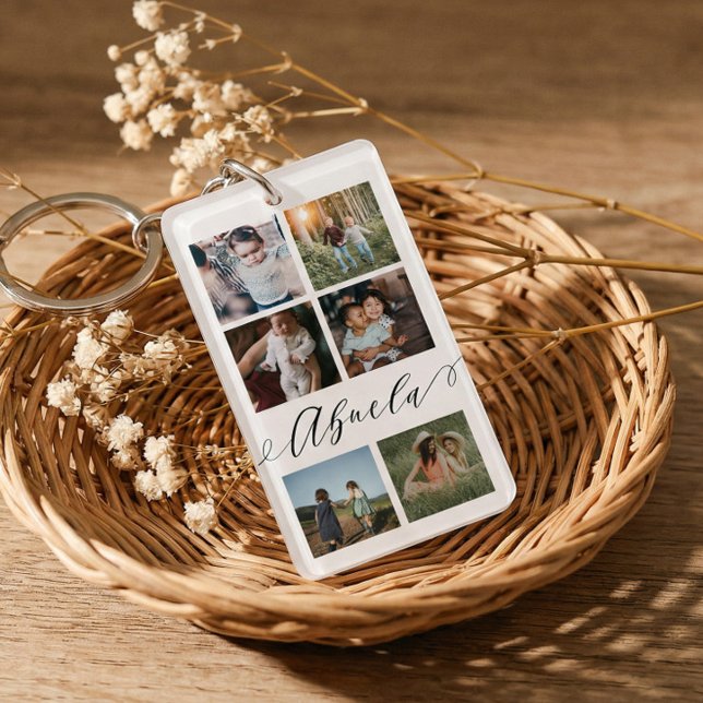 Abuela-present för mormor Foto Collage Minne (Abuela Gift for Grandma Photo Collage Keepsake Keychain)