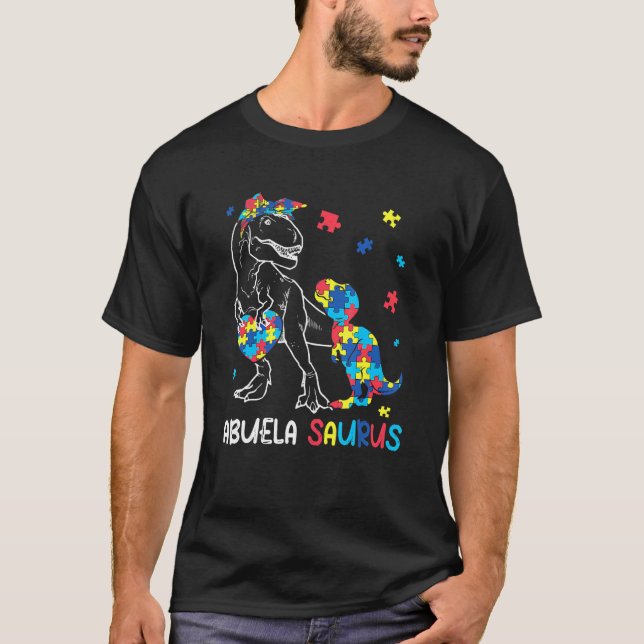 Abuela Saurus Autism Acceptans Autistisk Dinosaur  T Shirt (Framsida)