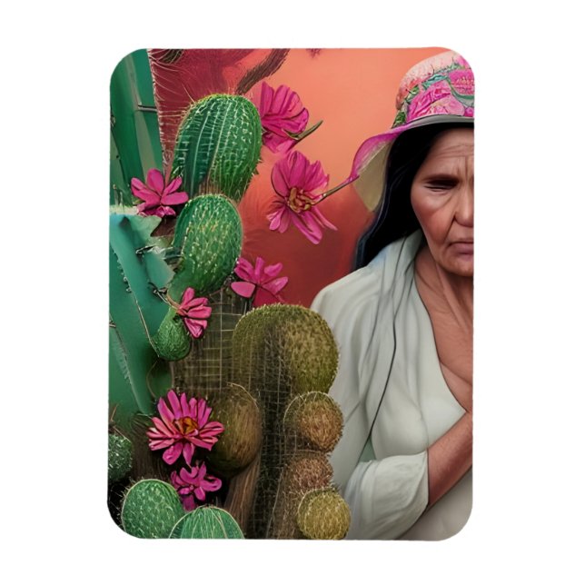 Abuela Surreal Blommigt Digital Art Magnet (Vertikal)